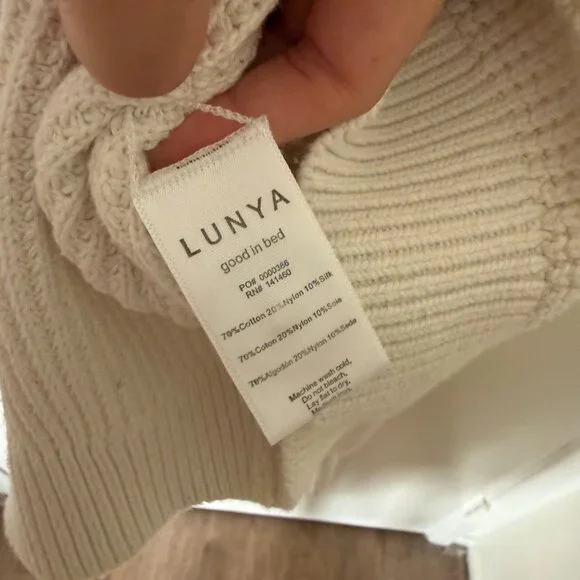 Lunya White Cottonsilk Pocket Henley Waffleknit Sweater XS/S - Picture 6 of 7